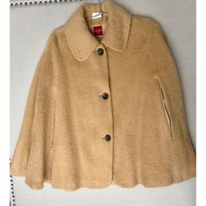Olsen Europe Alpaca Mohair Blend Swing Cape Jacket Camel Tan
